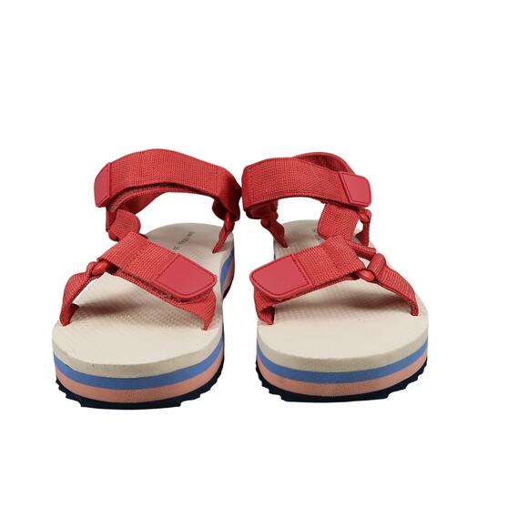 Zara Shoes Kids 33 Sport Sandals Platform Adjustable Straps Platform Red Pink - Picture 2 of 11